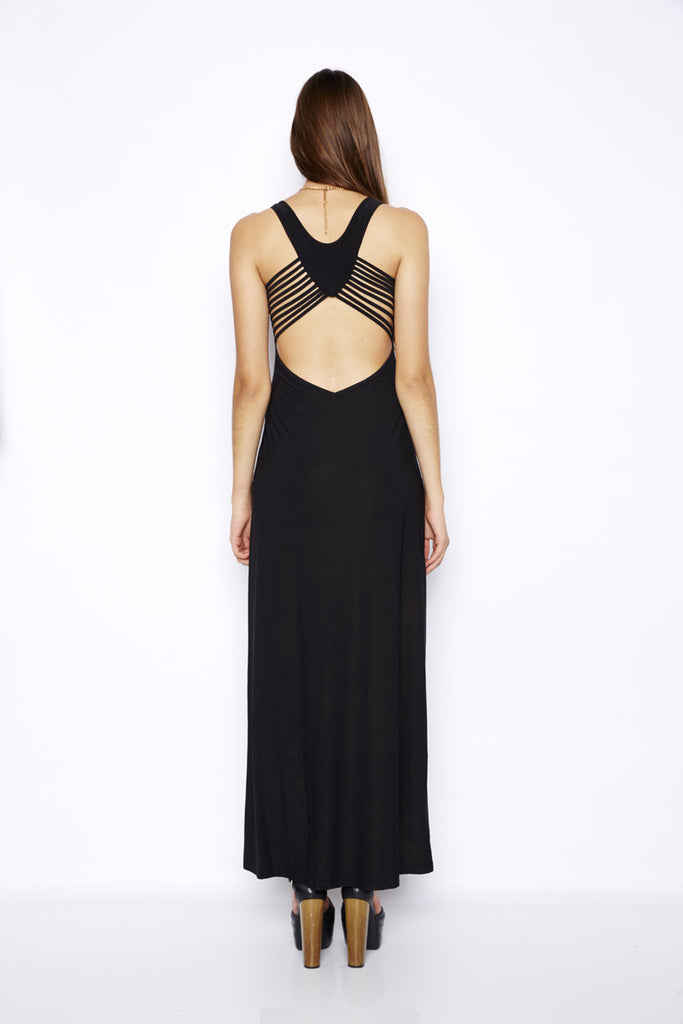 Black backless dress